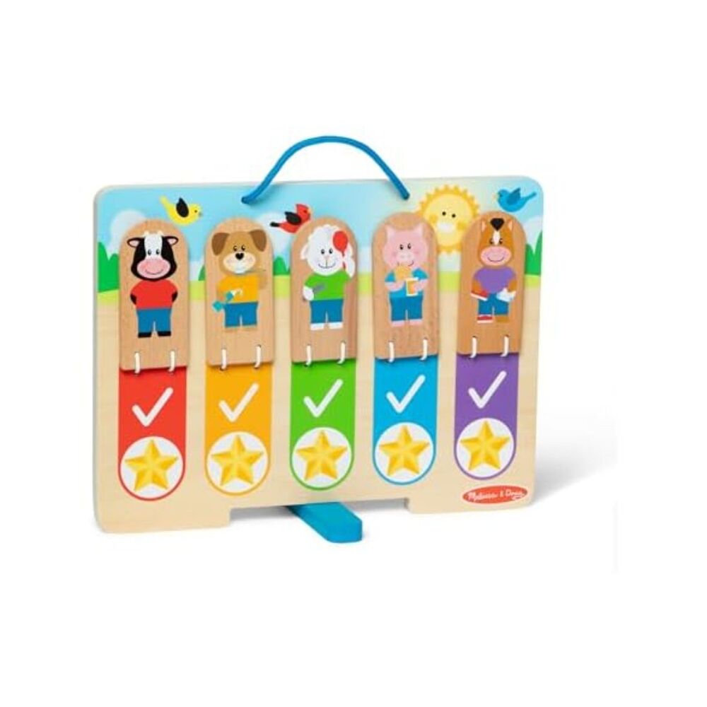 Melissa & Doug My Daily Routines Chart, Wooden Daytime and Nighttime habit track